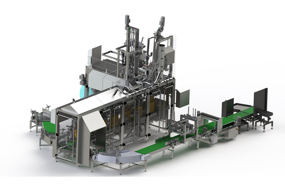 Bag filling machine - hygienic line with lateral outfeed | Arodo