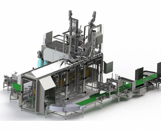 Bag filling machine - hygienic line with lateral outfeed | Arodo